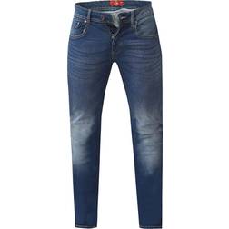 Duke Mens Ambrose King Tapered Fit Stretch Jeans (40S) (Vintage Blue)