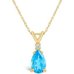 Celebration Gems Accent Pendant Necklace - Gold/Topaz/Diamond