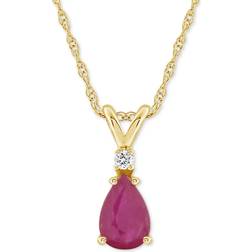 Macy's Accent 18" Pendant Necklace - Gold/Diamond/Sapphire