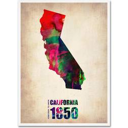 Trademark Fine Art California Watercolor Map Canvas by Naxart Poster