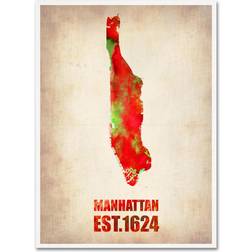 Trademark Fine Art Manhattan Watercolor Map Canvas by Naxart Poster