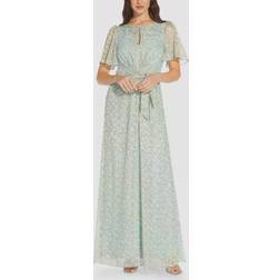 Adrianna Papell Floral Jacquard Keyhole Gown Female