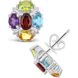 Celebration Gems Cluster Earrings - Silver/Multicolour
