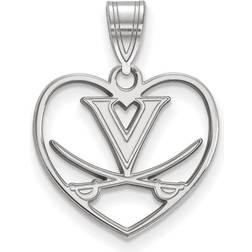 LogoArt Virginia Cavaliers Primary Logo Heart Pendant - Silver