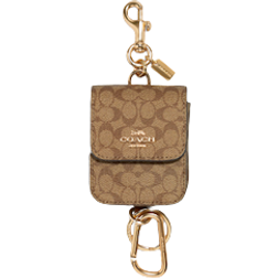 Coach Multi Attachments Case Bag Charm in Signature Canvas - Gold//Khaki