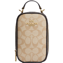 Coach Eva Phone Crossbody in Blocked Signature Canvas - IM/Light Khaki/Brown Multi