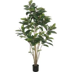 Vickerman 5' Potted Artificial Green Rubber Tree Features 132 Leaves Unisex Christmas Tree