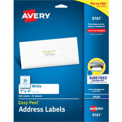 Avery Easy Peel Inkjet Address Labels, 1 x 4, White, 500/Pack