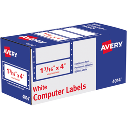 Avery 4014 1 7/16" x 4" White Dot Matrix Mailing Labels 5000/Box