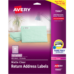 Avery Easy Peel Mailing Labels For Laser Printers, 1/2 x 1-3/4, Clear, 800/Pack