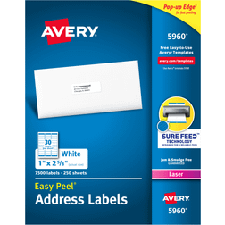 Avery Easy Peel White Laser Address Labels, 5960, 1" x 2 5/8" Box Of 7,500