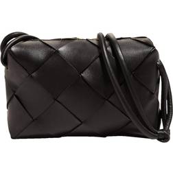 Bottega Veneta Woven Leather Shoulder Bag Black/Gold