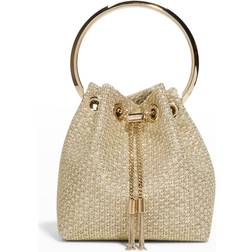 Jimmy Choo Bon Bon Metallic Top-Handle Bucket Bag Beige