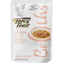 Fancy Feast Creamy Broths with Wild Salmon Pouches, 1.4-oz