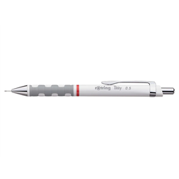 Rotring roterande mekanisk penna Tikky 0,5 mm, vitkromad, styv rörformad spets, gummerad, korrugerad (S0770530)