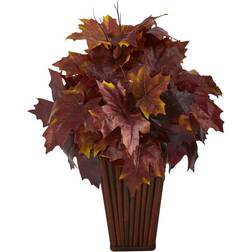 Nearly Natural 19 Autumn Maple Leaf Artificial Plant in Decorative Planter