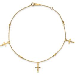 Macy's Polished Cross Anklet in 14k Female