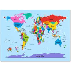 Trademark Fine Art Childrens World Map Framed Art