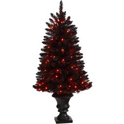 Nearly Natural 4 Ft. Black Halloween Tree with 100 Orange LED Lights Christmas Tree