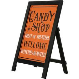 GlitzHome Halloween Wooden Candy Shop Standing Easel or Hanging Décor Notice Board