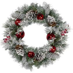 Michael Flocked Pine Ball Berries & Cedar Wreath Decoration 24"