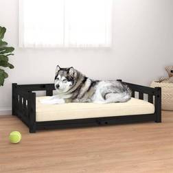 vidaXL Dog Bed Black 105.5x75.5x28 Solid Wood Pine