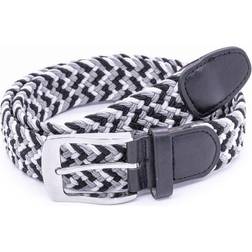 Duke Mens Quinn Braided Stretch Belt (Grey/White/Black)