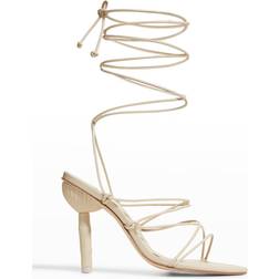 Cult Gaia Soleil Ankle-Wrap Leather Sandals Off