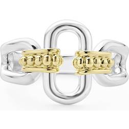 Lagos 18K & Sterling Signature Caviar Link Ring Silver/Gold