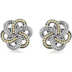 Lagos Love Knot Omega Clip Stud Earrings - Gold/Silver