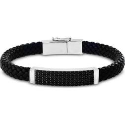 Effy Men's Spinel Braided Leather Bracelet - Silver/Black