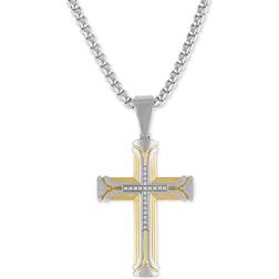 Esquire Men's Two-Tone Stainless Steel & 0.1 TCW Diamond Cross Pendant Necklace/22" neutral