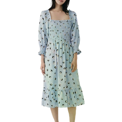 Kate Spade Floral Dot Smocked Midi Dress - Pale Hydrangea