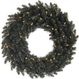 Vickerman 432877 24" Black Fir 50 Warm White LED Lights Christmas Wreath (K161825LED)