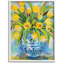 "Stupell Home Decor Yellow Tulips In Blue Painting, Brown, 16""X20" Wall Decor