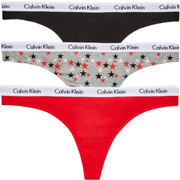 Calvin Klein Carousel Thongs 3-pack - Tomato/Twinkle Grey Heather/Black