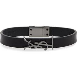 Saint Laurent YSL Leather Bracelet - Grey/Black