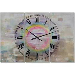 Design Art Rainbow Reflect Mood Oversized Cottage 3 Panels Wall Clock Wall Clock 38"