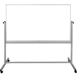 Global Industrial Mobile Reversible Whiteboard With Silver Frame, 72"W x 48"H
