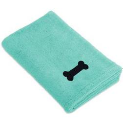 Bone Dry Embroidered Bone Microfiber Dog Bath Towel, Aqua