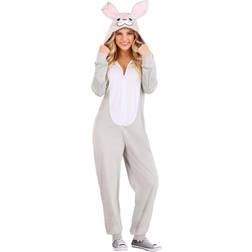 Funny Bunny Adult Onesie Gray/Pink/White