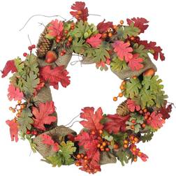 Northlight Autumn Artificial Leaves Acorn Wreath, Red