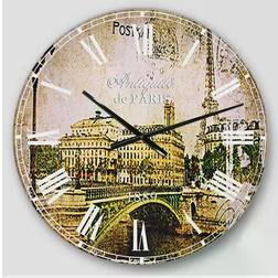 Design Art Abstract Cityscape Oversized Round Metal Wall Clock 23"