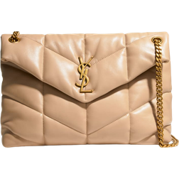 Saint Laurent Loulou Puffer Medium Flap Shoulder Bag - Dark Beige