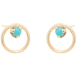 Zoe Chicco Circle Stud Earrings - Gold/Turquoise