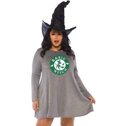 Leg Avenue Plus Size Basic Witch Jersey Dress With Pockets