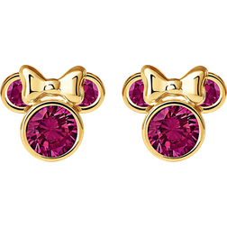 Disney July Minnie Mouse Birthstone Studs - Gold/Pink