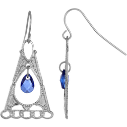 1928 Jewelry Triangle Drop Earrings - Silver/Blue