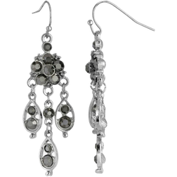 1928 Jewelry Chandelier Earrings - Silver/Black