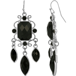 1928 Jewelry Chandelier Earrings - Silver/Black